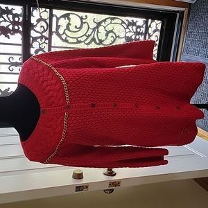 Liz claiborne red sweater with gold chain running through
